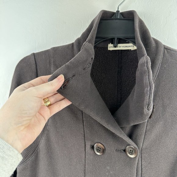 Citizens of Humanity Womens Cardigan Button Up Sweatshirt Cotton M Brown Casual - Picture 3 of 8